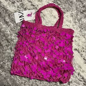 NWT Zara Beaded Fabric Handbag